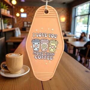 Handmade “I Love You More Than Coffee” Keychain – Cute Pastel Cup Charm